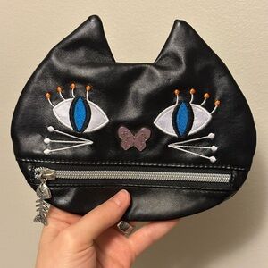 Black Cat Face Pouch/wallet with Zipper Anna Sui
